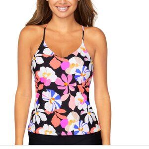Raisins Juniors' Printed Macrame-Back V-Neck Tankini Multicolor Size S 5748